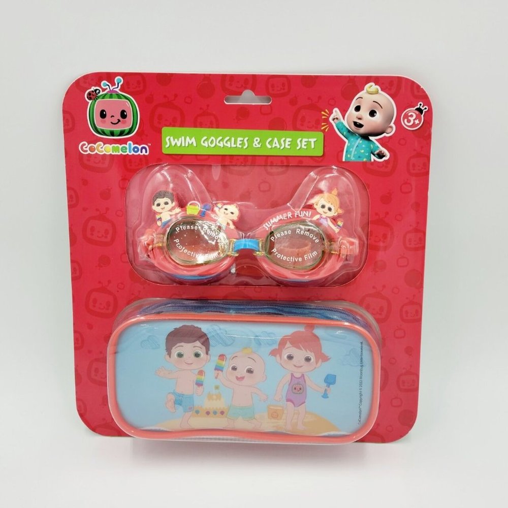 Cocomelon swim goggles and case set adjustable pool summer